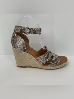 Treasure & Bond Poppy espadrille wedge sandals gray black snake ankle strap 7.5